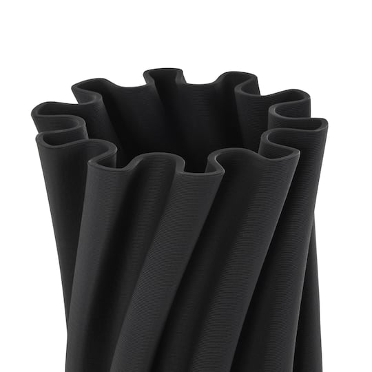 Black Abstract Curvy Ribbed Ceramic Vase